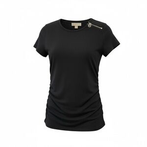 Michael Kors Black Tee w/ Zipper Detail | Size L